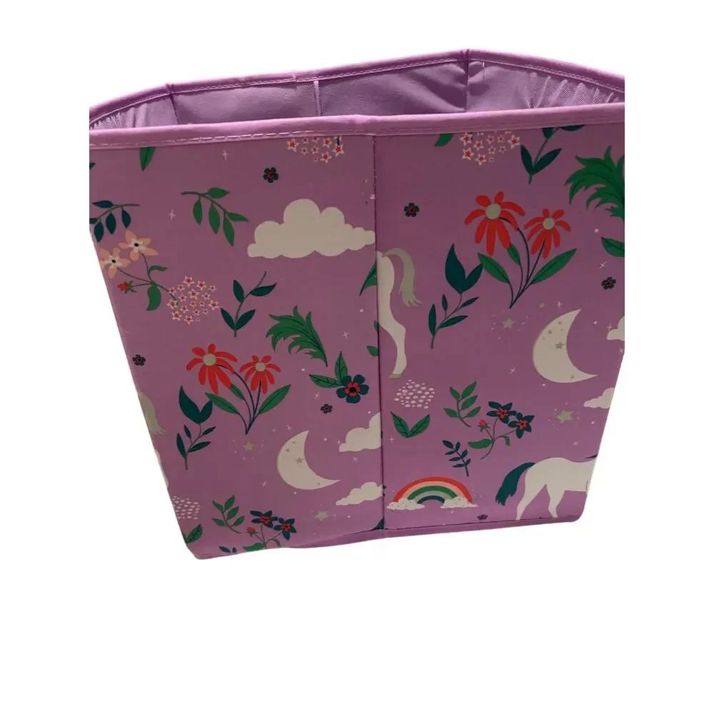 Pillowfort Meadow Magic storage bin purple lavender rainbows euc
